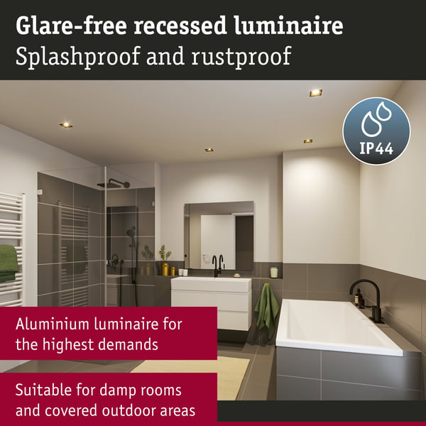 Paulmann Infälld LED lampa 3-Step-Dim Cole Coin IP44 vinkelformad 88x88 mm Coin 3x6W 3x470lm 230V dimbar 2700K Svart, Guld matt