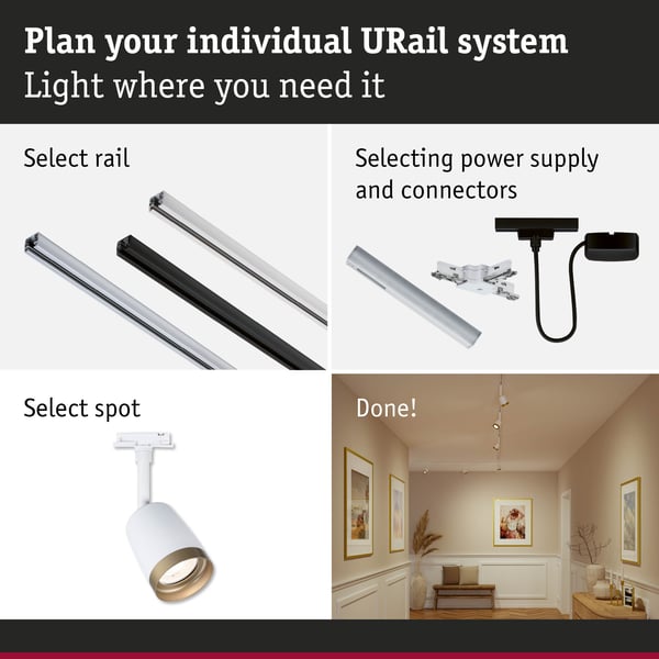 Paulmann URail Spotlight för strömskenor Cover Enstaka spot GU10 max. 10W 230V Signal vit, Guld matt
