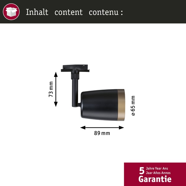 Paulmann URail Spotlight för strömskenor Cover Enstaka spot GU10 max. 10W 230V Svart matt, Guld matt
