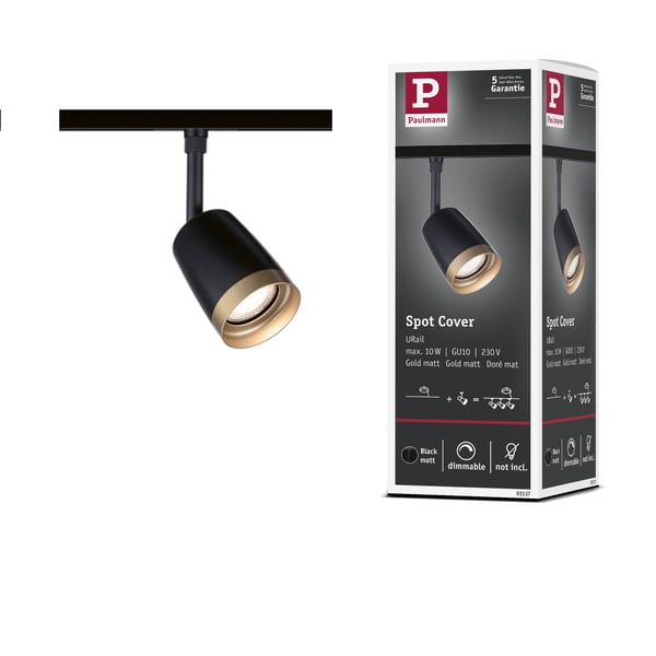 Paulmann URail Spotlight för strömskenor Cover Enstaka spot GU10 max. 10W 230V Svart matt, Guld matt