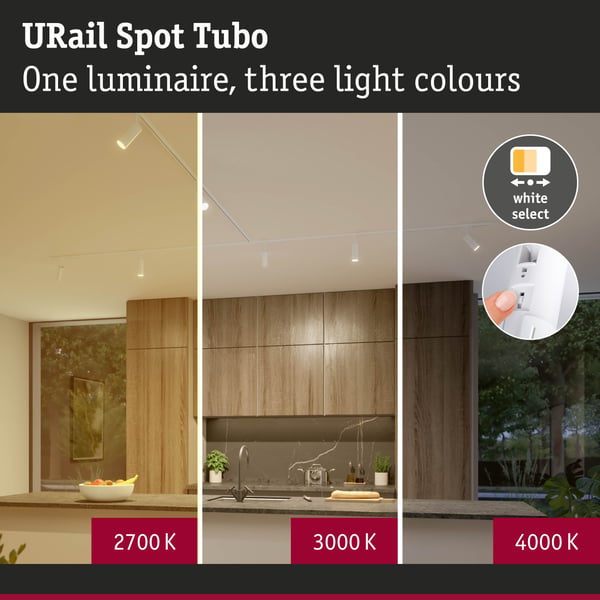 Paulmann URail Spotlight för strömskenor Tubo Enstaka spot 320lm 4W White Select 230V Signal vit