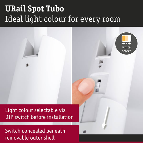 Paulmann URail Spotlight för strömskenor Tubo Enstaka spot 320lm 4W White Select 230V Signal vit