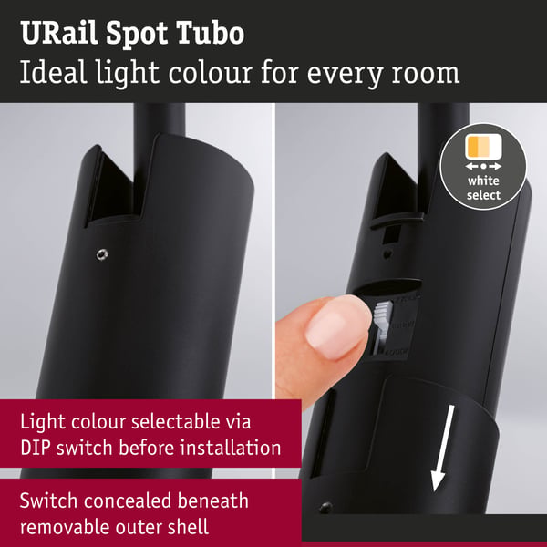 Paulmann URail Spotlight för strömskenor Tubo Enstaka spot 200lm 4W White Select 230V Svart matt
