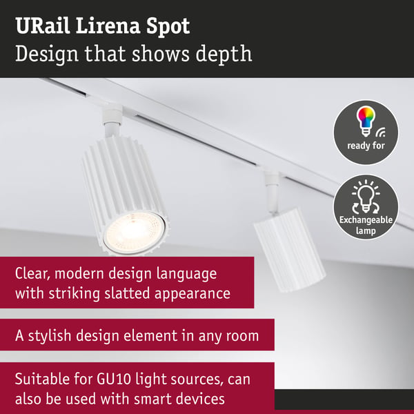 Paulmann URail Spotlight för strömskenor Lirena GU10 max. 10W 230V Signal vit