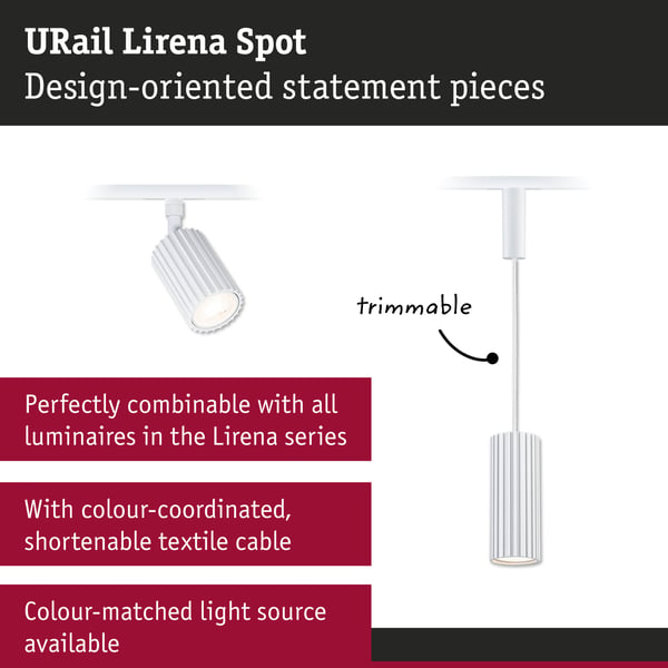 Paulmann URail Spotlight för strömskenor Lirena GU10 max. 10W 230V Signal vit