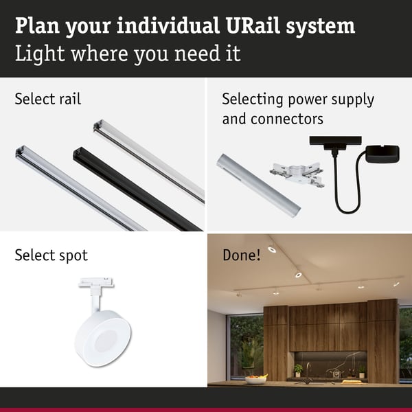 Paulmann URail Spotlight för strömskenor Circle 250lm 5W White Select dimbar 230V Signal vit
