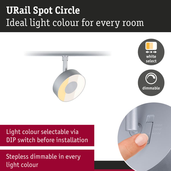 Paulmann URail Spotlight för strömskenor Circle 220lm 5W White Select dimbar 230V Krom matt