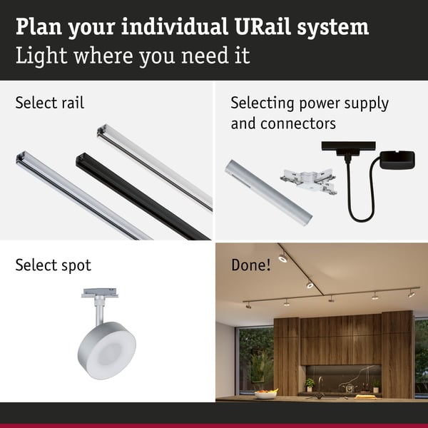 Paulmann URail Spotlight för strömskenor Circle 220lm 5W White Select dimbar 230V Krom matt