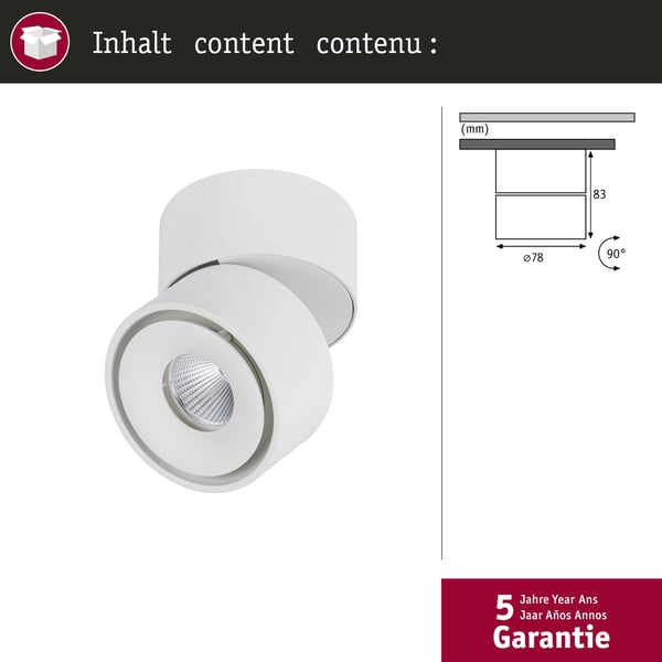 Paulmann LED taklampa Spircle 78 mm 8W 550lm 230V 3000K Vit matt