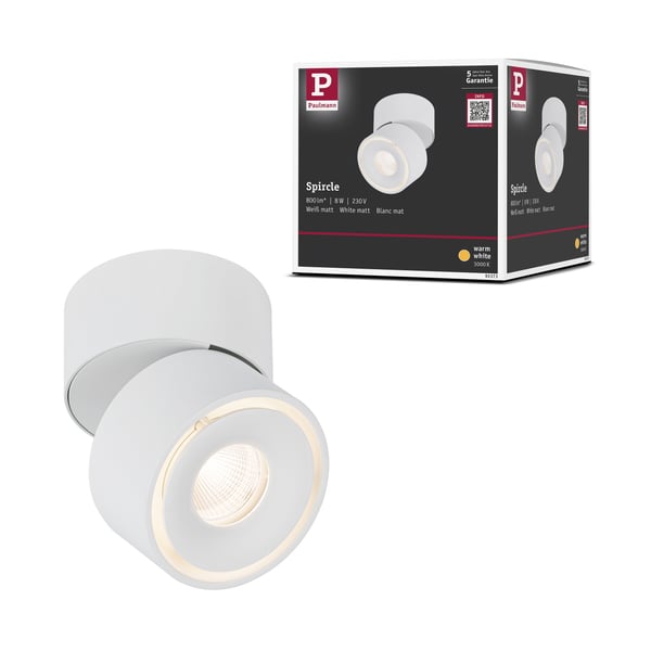 Paulmann LED taklampa Spircle 78 mm 8W 550lm 230V 3000K Vit matt Paulmann LED taklampa Spircle 78 mm 8W 550lm 230V 3000K Vit matt