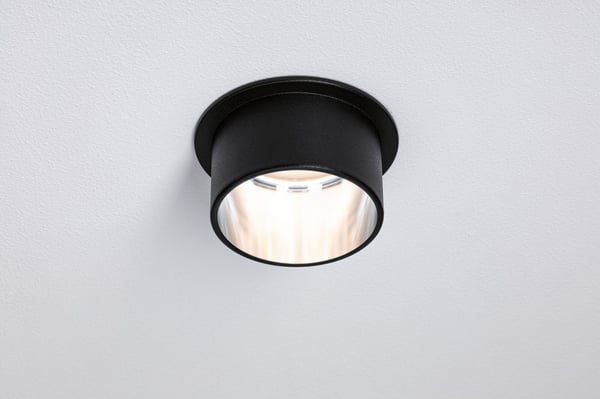 Paulmann Infälld LED lampa 3-Step-Dim Gil Coin IP44 rund 68 mm Coin 6W 470lm 230V dimbar 2700K Svart matt, Järn borstat