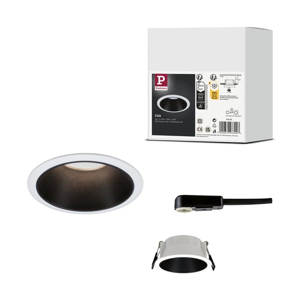 Paulmann Infälld armatur Cole rund 88 mm GU10 max. 10W 230V dimbar Vit, Svart matt