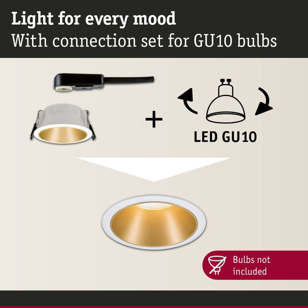Paulmann Infälld armatur Cole rund 88 mm GU10 max. 10W 230V dimbar Vit, Guld matt