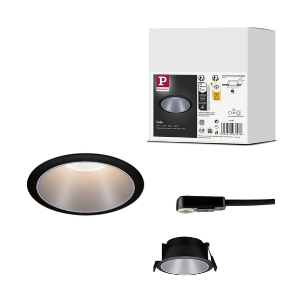 Paulmann Infälld armatur Cole rund 88 mm GU10 max. 10W 230V dimbar Svart, Silver