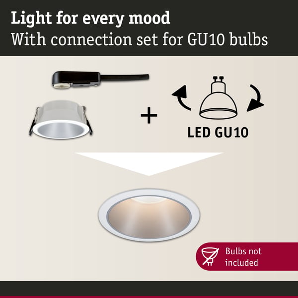 Paulmann Infälld armatur Cole rund 88 mm GU10 max. 10W 230V dimbar Vit, Silver