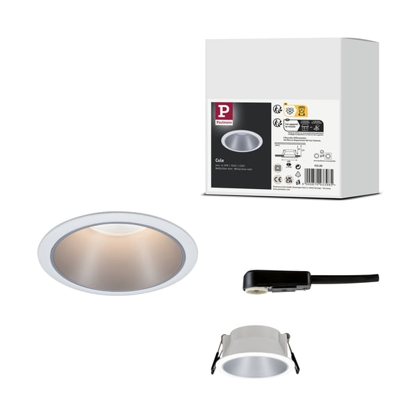 Paulmann Infälld armatur Cole rund 88 mm GU10 max. 10W 230V dimbar Vit, Silver