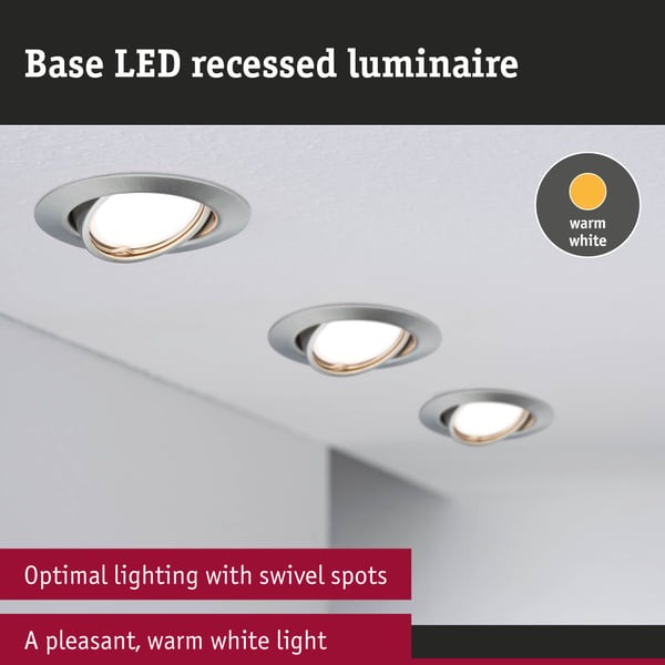 Paulmann Infälld LED lampa Base Coin rund 90 mm 20° Coin 5W 370lm 230V 3000K Järn borstat