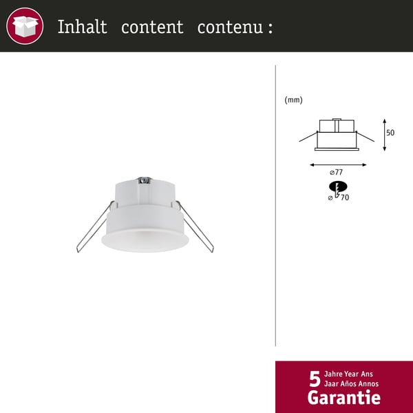 Paulmann Infälld LED lampa Cymbal Coin rund 77 mm max. 10W dimbar Vit matt