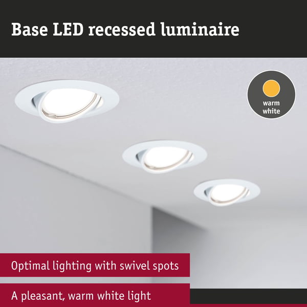 Paulmann Infälld LED lampa Base Coin rund 90 mm 20° Coin 3x5W 3x370lm 230V 3000K Vit