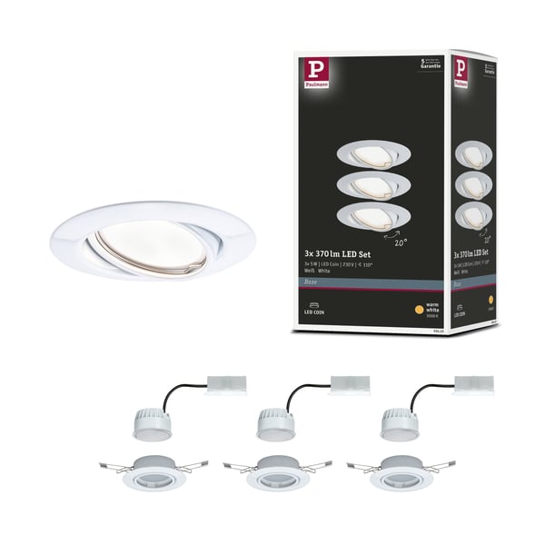 Paulmann Infälld LED lampa Base Coin rund 90 mm 20° Coin 3x5W 3x370lm 230V 3000K Vit
