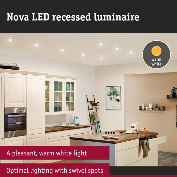 Paulmann Infälld LED lampa Nova rund 84 mm 50° GU10 3x6,5W 3x460lm 230V 2700K Aluminium vriden