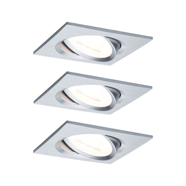 Infälld LED lampa Nova vinkelformad 84x84 mm 50° GU10 3x6,5W 3x460lm 230V 2700K Aluminium vriden