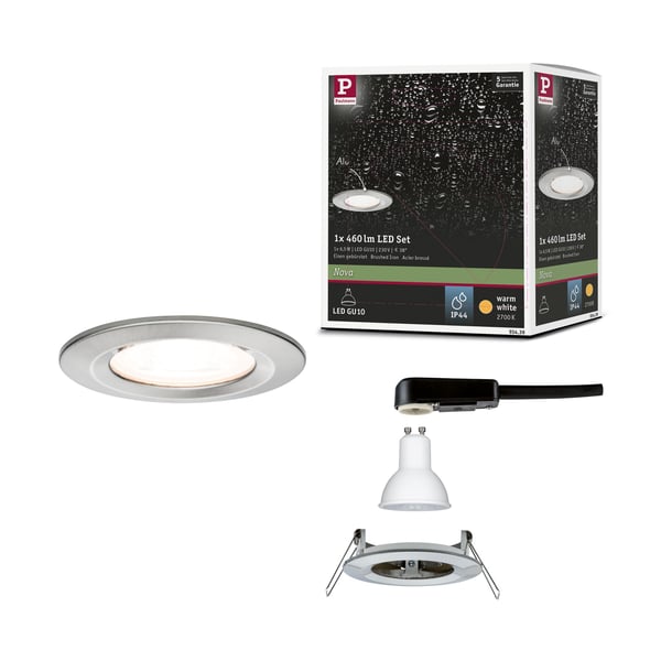 Paulmann Infälld LED lampa Nova IP44 rund 78 mm GU10 6,5W 460lm 230V 2700K Järn borstat