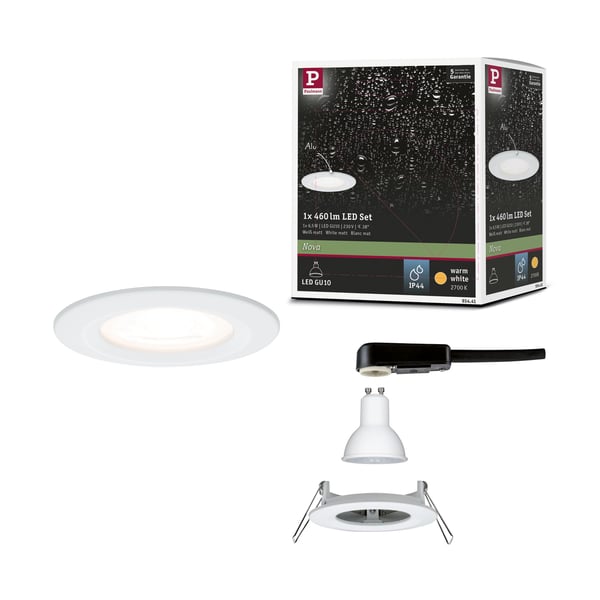 Paulmann Infälld LED lampa Nova IP44 rund 78 mm GU10 6,5W 460lm 230V 2700K Vit matt