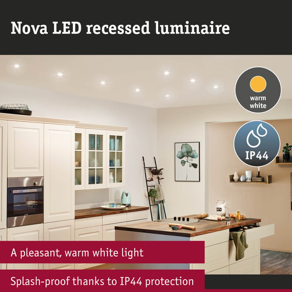 Paulmann Infälld LED lampa Nova IP44 rund 78 mm GU10 3x6,5W 3x460lm 230V 2700K Aluminium vriden