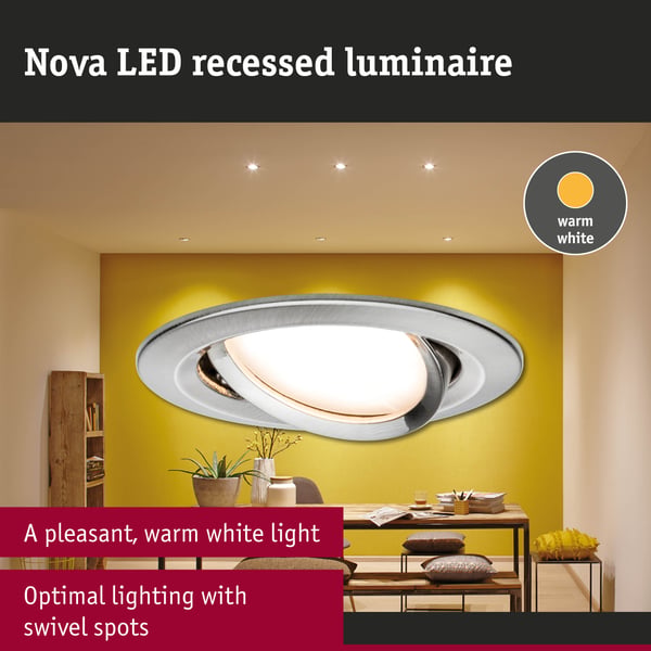 Paulmann Infälld LED lampa Nova Coin rund 84 mm 50° Coin 6W 470lm 230V 2700K Järn borstat