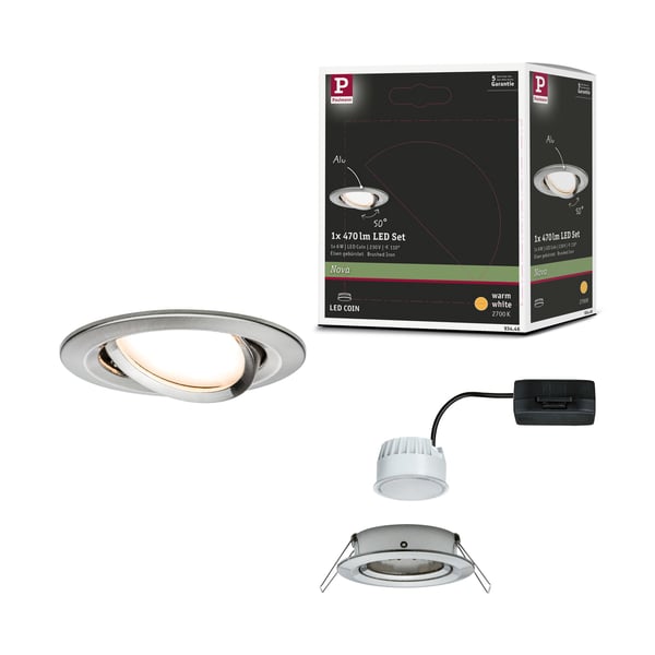 Paulmann Infälld LED lampa Nova Coin rund 84 mm 50° Coin 6W 470lm 230V 2700K Järn borstat