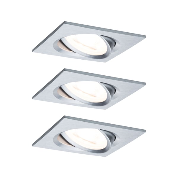 Paulmann Infälld LED lampa Nova Coin vinkelformad 84x84 mm 50° Coin 3x6W 3x470lm 230V 2700K Aluminium vriden