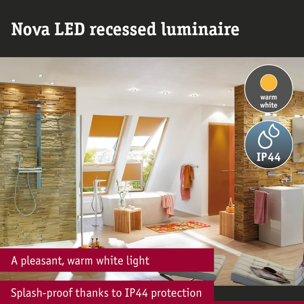 Paulmann Infälld LED lampa Nova Coin IP44 rund 78 mm Coin 6W 470lm 230V 2700K Vit matt