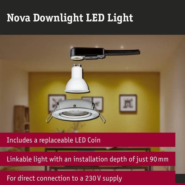 Paulmann Infälld LED lampa 3-Step-Dim Nova rund 84 mm 50° GU10 6,5W 460lm 230V dimbar 2700K Järn borstat