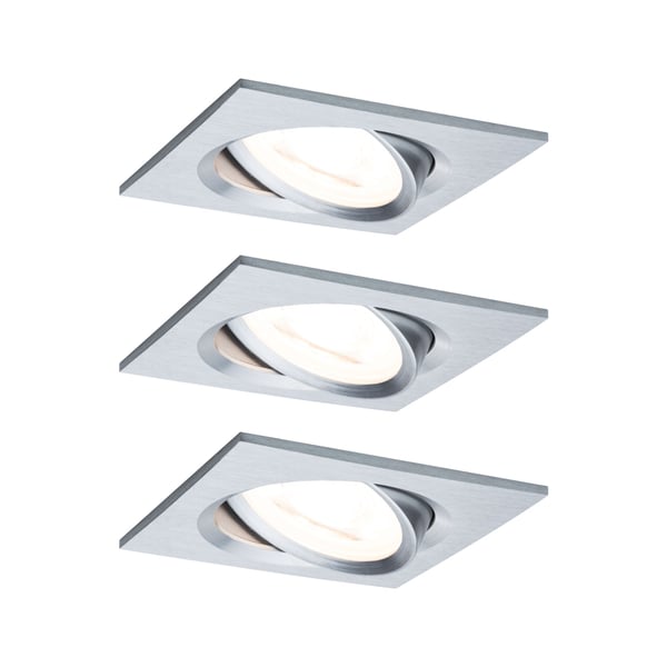 Paulmann Infälld LED lampa 3-Step-Dim Nova vinkelformad 84x84 mm 50° GU10 3x6,5W 3x460lm 230V dimbar 2700K Aluminium vriden