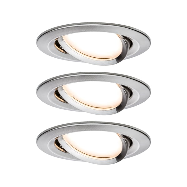 Paulmann Infälld LED lampa 3-Step-Dim Nova Coin 3-stegs dimmer Grundläggande set rund 84 mm 50° Coin 3x6W 3x470lm 230V dimbar 2700K Järn borstat