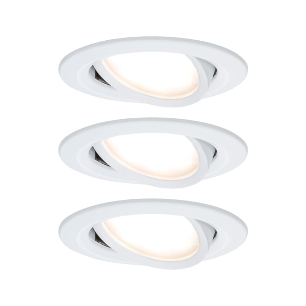 Paulmann Infälld LED lampa 3-Step-Dim Nova Coin 3-stegs dimmer Grundläggande set rund 84 mm 50° Coin 3x6W 3x470lm 230V dimbar 2700K Vit matt