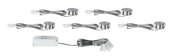Paulmann LED infällda möbellampor Micro Line Mini rund 35 mm 5x0,4W 5x20lm 230/12V 2700K Järn borstat