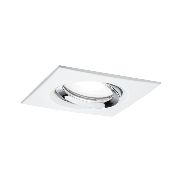 Paulmann Infälld LED lampa Nova Plus IP65 vinkelformad 93x93 mm 30° GU10 6W 470lm 230V dimbar 4000K Vit matt, Krom
