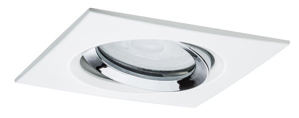 Paulmann Infälld LED lampa Nova Plus IP65 vinkelformad 93x93 mm 30° GU10 6W 470lm 230V dimbar 4000K Vit matt, Krom