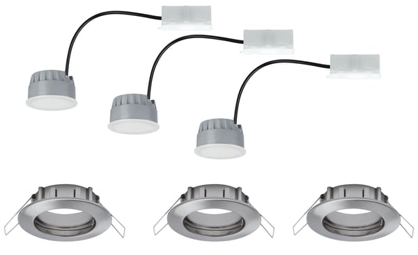Paulmann Infälld LED lampa Varmvit Coin IP44 rund 79 mm Coin 3x6,8W 3x380lm 230V dimbar 2700K Järn borstat, Satin