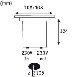 Paulmann LED infälld golvlampa IP67 vinkelformad 108x124 mm 3000K 3,5W 230lm 230V Rostfritt stål Metall