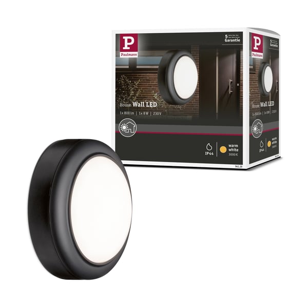 Paulmann LED vägglampa för utomhusbruk IP44 140 mm 3000K 8W 560lm 230V Grå Plast