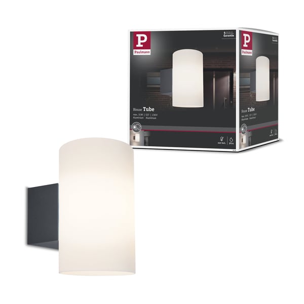 Paulmann Vägglampa för utomhusbruk Tube IP54 cylindrisk 120x200 mm max. 15W 230V Antracit Plast