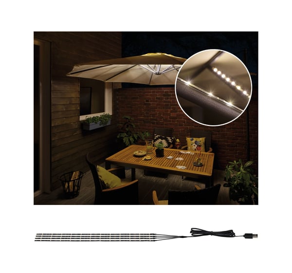 Paulmann USB LED remsa Parasol-Light skärmbelystning 3000K 4x30lm Svart