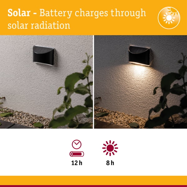 Paulmann Solenergi LED lampa för gångväg Elliot lampa IP44 3000K 5lm Antracit