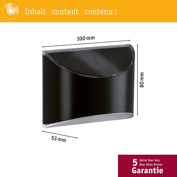 Paulmann Solenergi LED lampa för gångväg Elliot lampa IP44 3000K 5lm Antracit