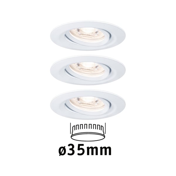 Paulmann Infälld LED lampa Nova Mini Coin rund 66 mm 15° Coin 3x4W 3x310lm 230V 2700K Vit matt
