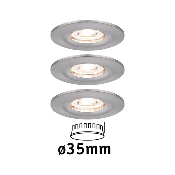 Paulmann Infälld LED lampa Nova Mini Coin IP44 rund 65 mm Coin 3x4W 3x310lm 230V 2700K Järn borstat
