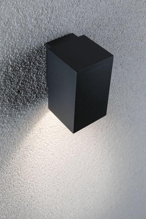 Paulmann LED vägglampa Flame IP44 vinkelformad 58x103 mm 3000K 3,8W 320lm 230V 75° Antracit Aluminium